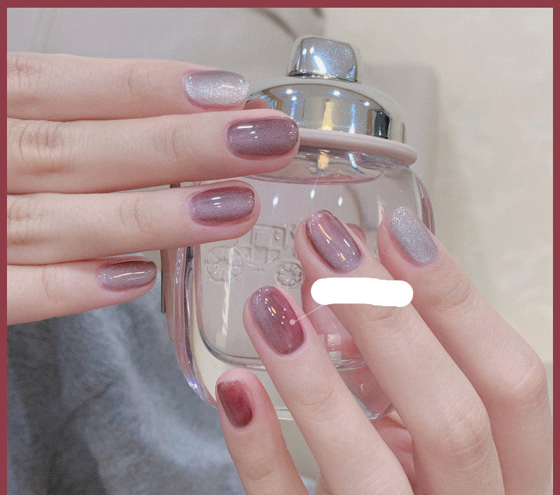 Milk Tea Crystal Stone Cat Eye Nail Polish