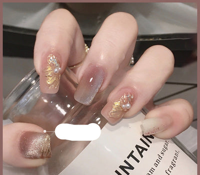 Milk Tea Crystal Stone Cat Eye Nail Polish