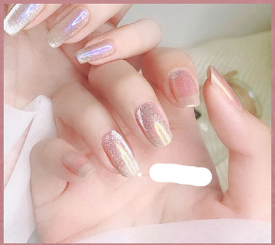 Milk Tea Crystal Stone Cat Eye Nail Polish