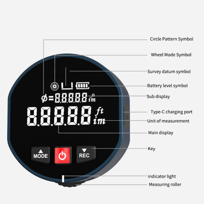 Curved Round Roller Electronic Ruler Laser Distance Measurement