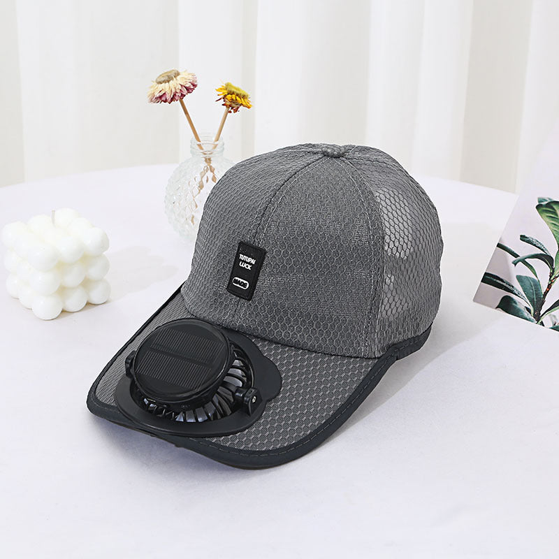 Solar Charging Belt Fan Hat Men And Women Breathable Mesh Sun Protection