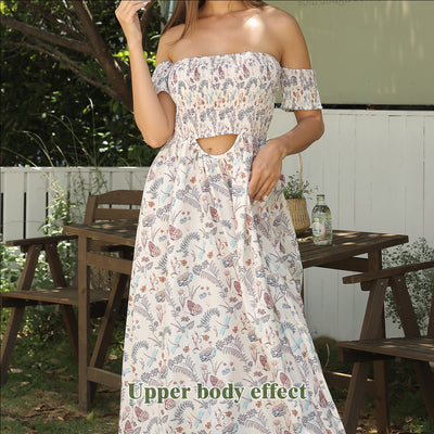 Women's Off Shoulder Strapless Floral Dress